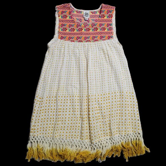 ivy jane Dresses & Skirts - Ivy Jane Bohemian Embroidered Fringe Sleeveless Dress Colorful Cotton Small